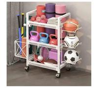 Support de rangement à 3 couches avec crochets, support d'haltères pour salle de sport à domicile, support de tapis de yoga et panier à rouleaux en mousse