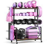 Support de rangement à 3 étages pour haltères et kettlebells, support de médecine-ball, 272 kg en acier