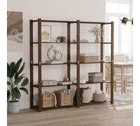 Support de rangement à 5 niveaux marron 170x38x170 cm bois pin