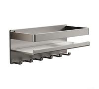 Support de rangement à crochets magnétiques sans perçage pour cuisine et porte de réfrigérateur, fabriqué en acier au carbone et aluminium spatial pour une utilisation fiable (N)