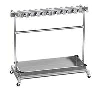 Support de rangement à roulettes, en acier inoxydable, chariot à outils de nettoyage, organisateur de fournitures de nettoyage avec roues pour buanderie et station de ménage