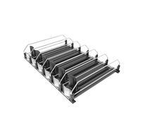 Support de rangement auto-glissant pour boissons, distributeur de canettes de cola et de bière pour réfrigérateur, largeur réglable, organisateur de cuisine(6 Rows 310mm Black1PCS)