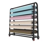 Support de rangement commercial robuste en acier avec roulettes pour rouleaux de tissu, barre de suspension réglable, chariot de rangement pour rouleaux de vinyle, présentoir de grande taill