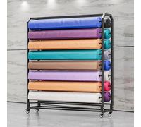 Support de rangement commercial robuste en acier avec roulettes pour rouleaux de tissu et vinyle, avec barres réglables. Organisateur textile commercial pour films de protection de couleur a