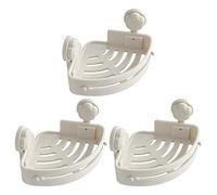 Support de rangement d'angle de salle de bain - Support de douche à trois niveaux avec-support à ventouse solide et crochets de suspension, conception durable permettant d'économiser de l'espace pour