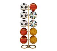 Support de rangement de balles de sport Double face, présentoir Vertical robuste for le basket-ball, le Football, la maison, le bureau et la salle de sport(Gold,5 tier)