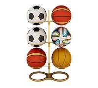 Support de rangement de balles de sport Double face, présentoir Vertical robuste for le basket-ball, le Football, la maison, le bureau et la salle de sport(Gold,3 tier)