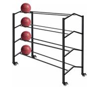 Support de Rangement de Basket-Ball à roulettes, Support de Ballon de Grande capacité, Support d'entraînement pour équipement, Support de Basket-Ball Portable à 4 Niveaux pour la Maison et l