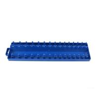 Support de rangement de douilles métriques de 3/8" pour douilles profondes et standard de 6 mm à 20 mm - Plateau à outils en plastique bleu avec trou de suspension pour l'organisation du garage et un
