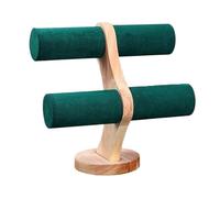 Support de rangement en bois à Double couche, organisateur bijoux, bracelets, présentoir, chaîne, montre, support rigide pour Bracelets(Green)