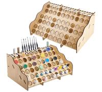 Support de rangement en bois avec 60 trous pour bouteilles de peinture et pinceaux pour art miniature et loisirs créatifs, parfait pour les artistes 42,5 x 27,5 x 18,5 cm