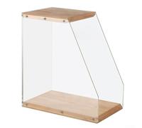 Support de rangement en bois massif pour disques vinyles avec panneaux en acrylique transparent pour rangement d'albums LP sur étagère de bureau Finition naturelle
