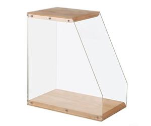 Support de rangement en bois massif pour disques vinyles avec panneaux en acrylique transparent pour rangement d'albums LP sur étagère de bureau Finition naturelle