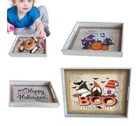 Support de rangement en bois pour planche à charcuterie d'Halloween avec | Plats de service d'Halloween pour fruits, desserts, bonbons, collations, apéritifs, fête, décoration de table à la maison