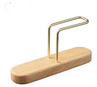 Support de rangement en forme de V avec cadre en acier inoxydable et éléments en bois massif (style chêne)