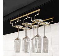 Support de rangement en métal pour verres à pied sous armoire pour cuisine restaurant doré 34,5 x 28 x 5,5 cm