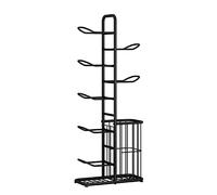 Support de rangement for ballons de sport, support mural Vertical for ballons de Football et de basket-ball, couleur noire, 58x23,5x146cm(B)