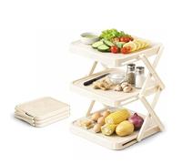 Support De Rangement For Plateau Préparation Vaisselle Multicouche, Pliable Multifonctionnel For Bols Et Récipients, Présentoir(White)