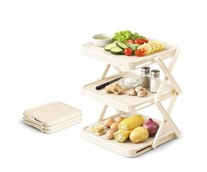 Support De Rangement For Plateau Préparation Vaisselle Multicouche, Pliable Multifonctionnel For Bols Et Récipients, Présentoir(White)
