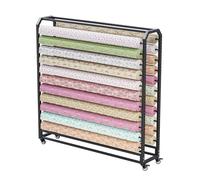 Support De Rangement for Rouleaux De Tissu Commercial, Grand Présentoir Mobile À roulettes, for Rouleaux De Cuir, Films for Fenêtres Et Papier Peint(16 Rods)