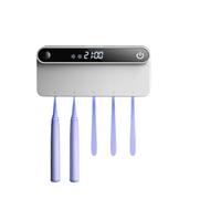 Support de rangement intelligent pour brosse à dents électrique, détection du corps humain, sans poinçon, peut stocker 5 brosses à dents, porte-brosse à dents mural,White
