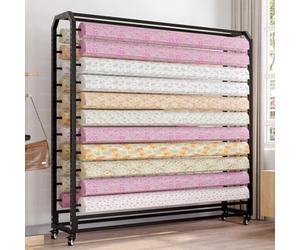 Support de rangement mobile et réglable pour rouleaux de tissu, idéal pour les rouleaux de cuir et les films pour vitres. Conception robuste et peu encombrante pour un accès facile et un gai