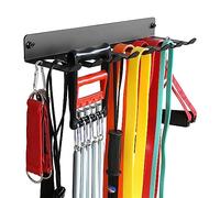 Support de rangement multi-usage pour équipement de gym, bandes de résistance, support de rangement robuste pour bandes d'exercice, ceintures de levage et cordes à sauter (43,2 cm/8 broches)