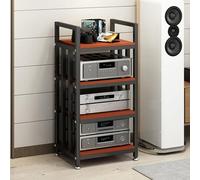 Support de rangement multifonction à 4 niveaux pour lecteurs DVD et CD, systèmes stéréo, support multimédia AV avec 4 étagères en bois pour maison/bureau/home cinéma (#3)