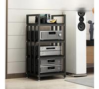 Support de rangement multifonction à 4 niveaux pour lecteurs DVD et CD, systèmes stéréo, support multimédia AV avec 4 étagères en bois pour maison/bureau/home cinéma (noir A)