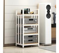 Support de rangement multifonction à 4 niveaux pour lecteurs DVD et CD, systèmes stéréo, supports multimédias AV, supports hi-fi, amplificateurs, supports de médias audio/vidéo avec 4 étagères en bois