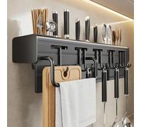 Support De Rangement Mural Multifonctionnel Pour Cuisine Avec Crochets Porte-ustensiles Muraux Pour Cuisine, Noir Organisateur Mural De Cuisine Tout-en-un (S : 60cm)
