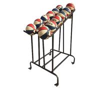 Support de rangement portable pour basket-ball avec rail coulissant inclinable - Chariot de rangement de balles à double rangée sur roulettes pour un transport facile et un gain de place dans les