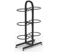 Support de rangement pour balles de yoga - Support mobile double face, chariot de rangement à roulettes à 6 couches pour salle de sport à domicile et fitness, design peu encombrant
