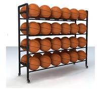 Support de Rangement pour Ballons de Basket-Ball, Support pour Ballons, Chariot de Rangement Robuste pour Ballons, Support de Basket-Ball à 3/4 Niveaux sur roulettes (Une Couleur)