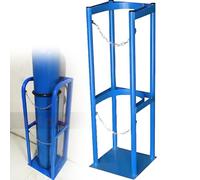 Support de rangement pour bouteilles de gaz, support de réservoir à fixation au sol robuste avec chaîne de sécurité pour une organisation sécurisée des bouteilles d'oxygène