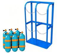 Support de rangement pour bouteilles d'oxygène grande capacité, Support de sol robuste pour bouteilles de gaz, Support portable en acier avec chaîne de sécurité et vis(60x30x100cm)
