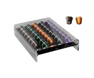 Support de rangement pour capsules de café en acrylique pouvant contenir 40 capsules de café conçu pour s'adapter aux espaces compacts tout en conservant un aspect facile et propre