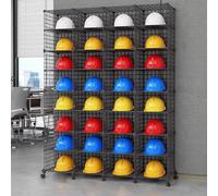 Support de rangement pour casque roulant avec roues universelles, grande capacité, 32 compartiments, étagère pour équipement de pompier pour rangement en vrac, design noir durable