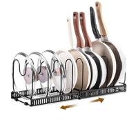 Yorbay Support de couvercle de casserole ,Support de couvercle de casserole extensible avec 10 compartiments réglables , Cuisine Casseroles Organisateur de couvercle de casserole
