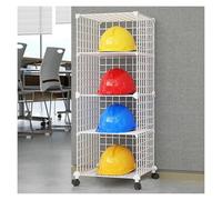 Support de Rangement pour Chapeaux, Support de Rangement pour Casques roulants, étagère de Rangement réglable à 4 Niveaux avec séparateurs et roulettes 360°, Support pour Casque de sécurité