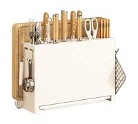 Support de rangement pour couteaux avec baguettes intégrées et planche à découper - Support de séchage de grande capacité pour comptoir - Organiseur d'ustensiles multi-usage (uniquement le