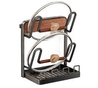 Support de rangement pour couvercle de casserole - Organisateur de comptoir de 28 cm | Support pour ustensiles de cuisine 360/510 g, avec bac d'égouttage, conception de drainage en métal antirouille,