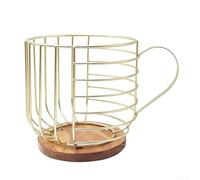 Support de rangement pour dosettes de café en bois et métal conçu pour une efficacité de comptoir et un attrait minimaliste dans la cuisine (doré)