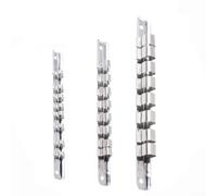 Support de rangement pour douilles avec 8 clips sur rail en acier mural pour douilles de 1/4", 3/8", 1/2" pour garage et ateliers (1 à 4)