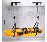 Support de rangement pour kayak, système de poulie de plafond pour un rangement efficace, palan peu encombrant pour kayaks, canoës, vélos et échelles, idéal pour l'organisation du garage