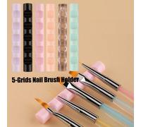 Support de rangement pour pinceaux de nail art avec 5 compartiments. Support de présentation en acrylique pour pinceaux de peinture et outils de manucure Polychlorures de vinyle