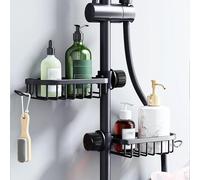 Support de rangement pour robinet de salle de bains, douche, shampoing, porte-savon réglable, évier de cuisine, chiffon éponge, égouttoir, accessoires de salle de bains Black 2PCS