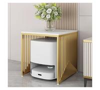 Support de rangement pour robot balayeur Balayeuse Rack En Fer, Rock Panels 2 Layer Storage Tables For Sofa Side Balcony Bedroom, Support Pour Distributeur D'eau Blanche Avec Pieds Réglables(Gold,LxWx