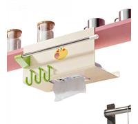 Support de rangement pour rouleau de papier et film étirable de cuisine, sans perçage, support de mouchoirs, outil d'organisation de cuisine multifonction (rouge)