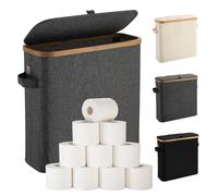 Support de rangement pour rouleau de papier toilette, panier de rangement pour rouleaux de papier toilette avec couvercle pour Mega Roll, support de rangement pour papier toilette en bambou,